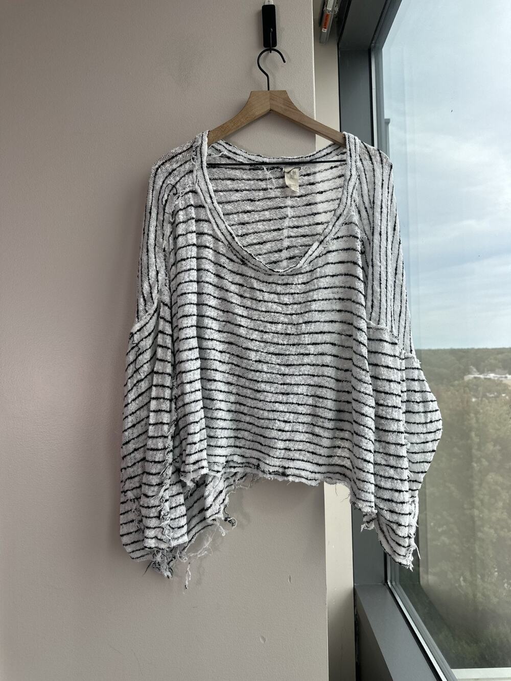 Free People We The Free Island Girl Hacci Stripe Knit 100% Cotton Tee Sz L